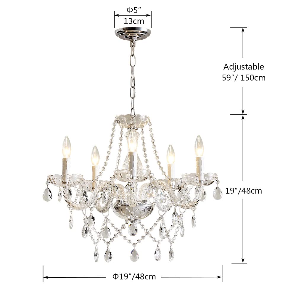 SM Saint Mossi 5-Light K9 Crystal Glass Chandelier - Modern Pendant Ce ...
