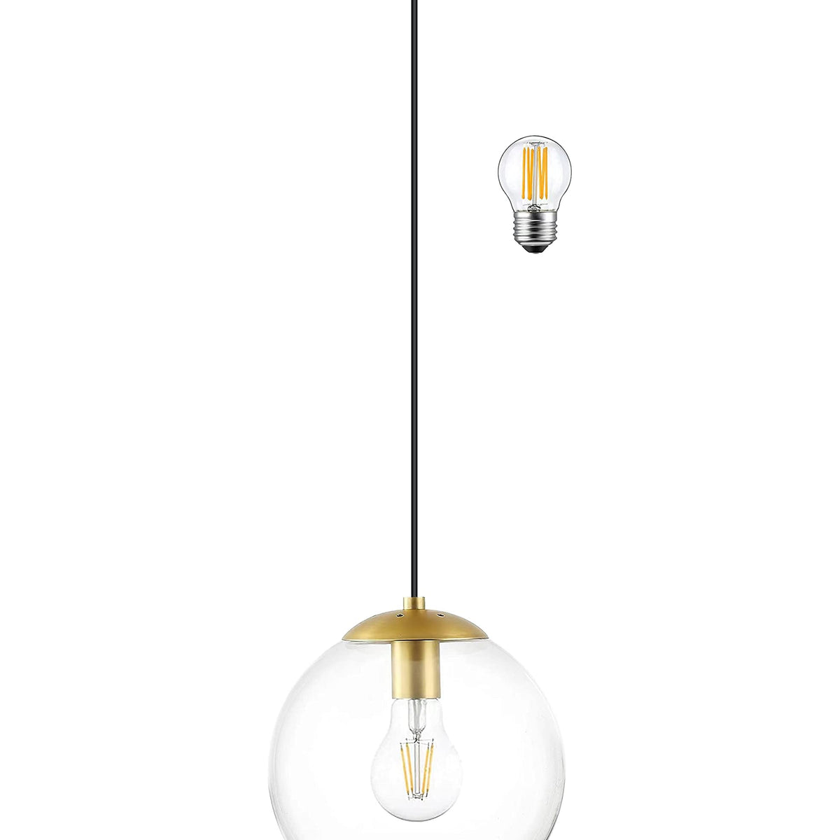 Koko&Yukina 8" Clear Glass Globe For Light Fixtures – Replacement Shade With 3.35" Fitter, For Chandeliers & Ceiling Lamps