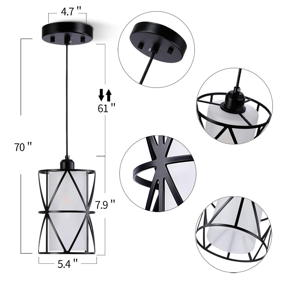 Zlierop Pendant Lights - Matte Black Kitchen Island Lights, Modern ...