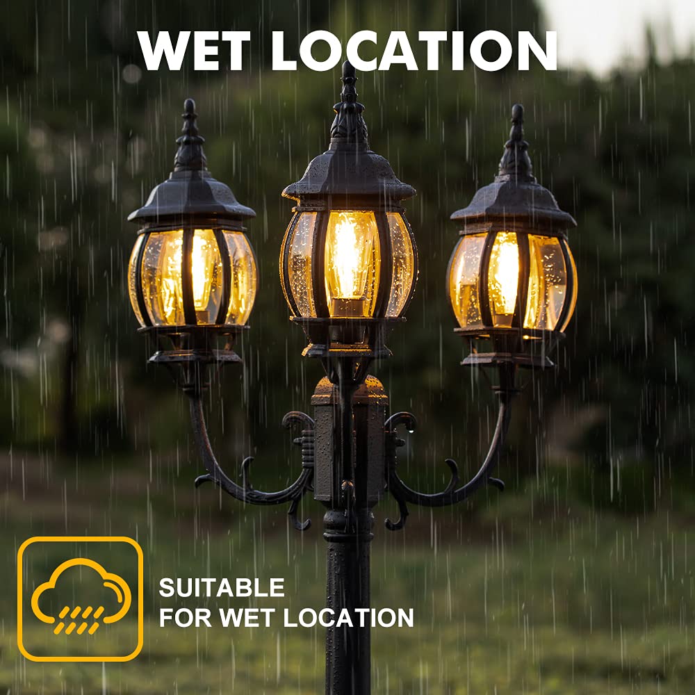 LUTEC LED Outdoor Post Light - Triple-Head Design, Hardwired, Black, 3 ...