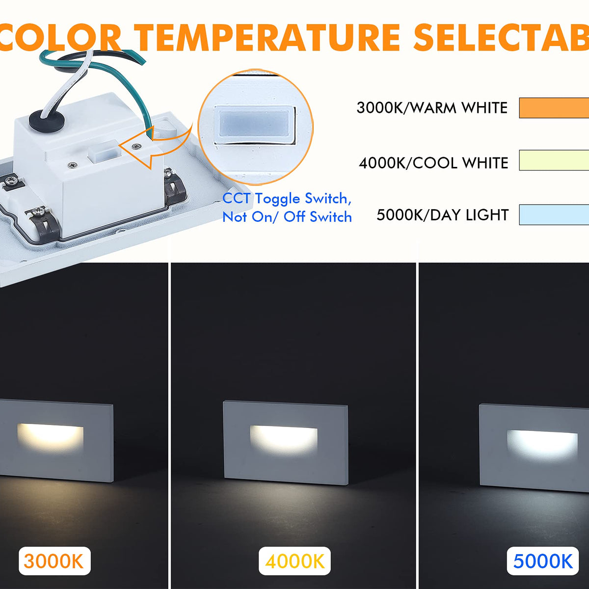 CLOUDY BAY 3 Color 120V Dimmable LED Indoor Outdoor Step Light,3000K ...