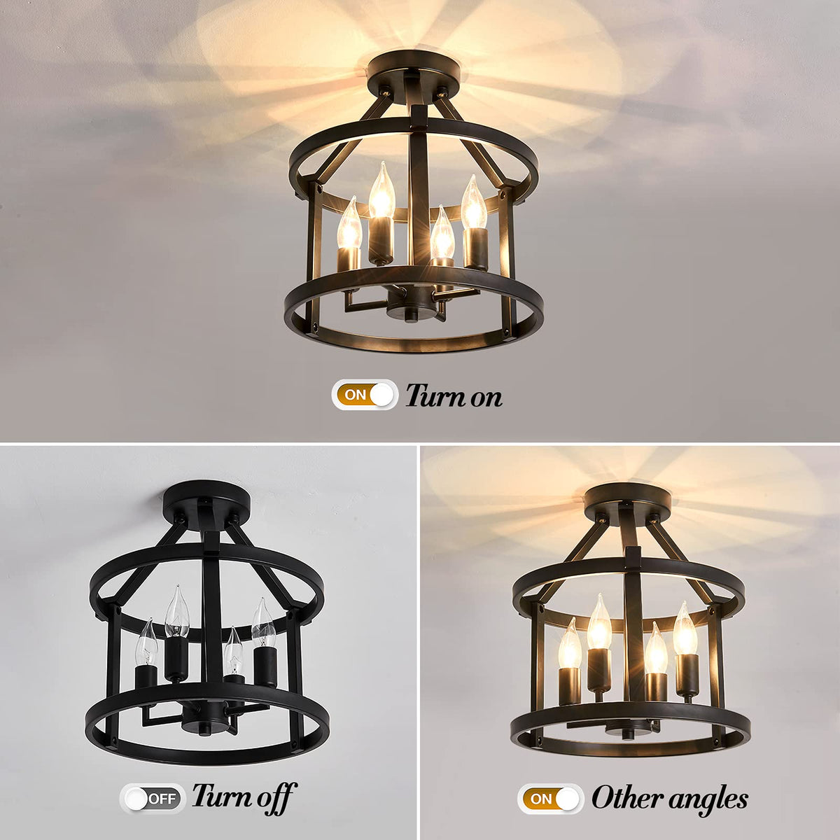 UOFUS Modern Crystal Sputnik Ceiling Light Fixture 8-Light Semi Flush