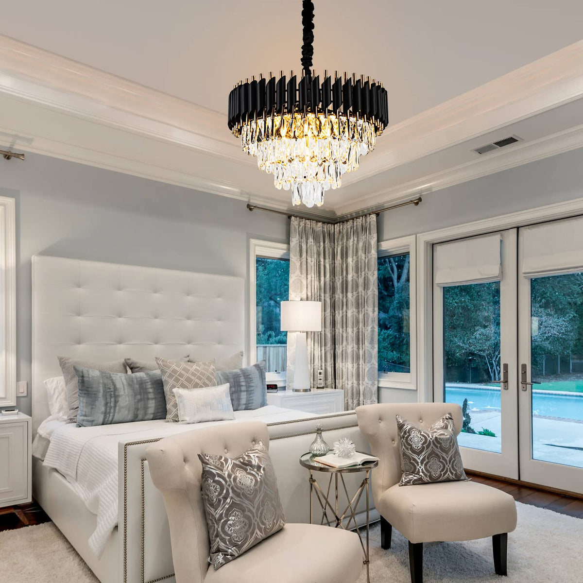 Lighceac 20.5" 7-Light Modern Crystal Chandelier Light Fixtures 4 ...