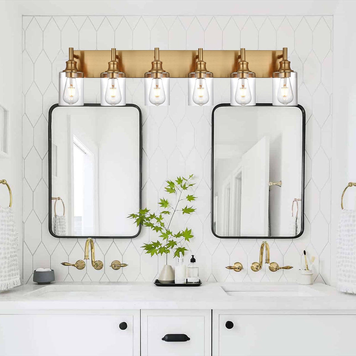 Wanluce 6 Light Vintage Brushed Brass Bathroom Lighting Fixtures Over wanluce-6-light-vintage-brushed-brass-bathroom-lighting-fixtures-over