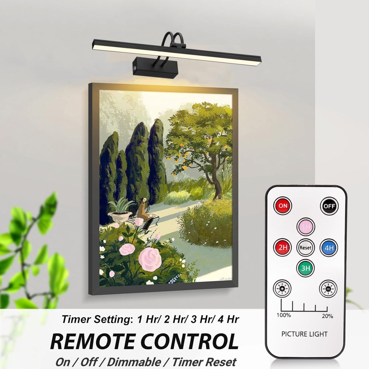 FUNCHDAY Picture Light, Wireless Rechargeable Gallery Light with Remote ...