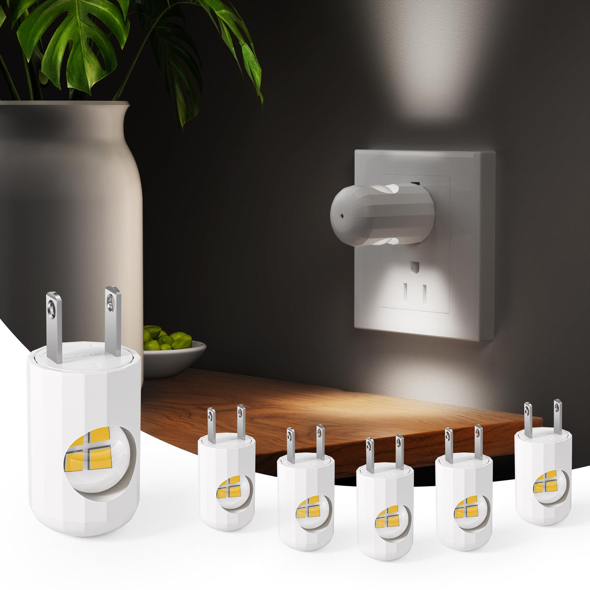 6 Pack Mini LED Night Light Plug in Wall - Dusk to Dawn Auto On/Off, 5 ...