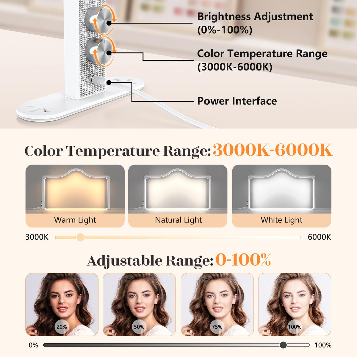 Yokilly Arc Half Moon Light – 34 Inch Shadow-Free LED Desk Lamp For Salons, Foldable With Stepless Brightness & Color Temp, For Nail Techs (White)