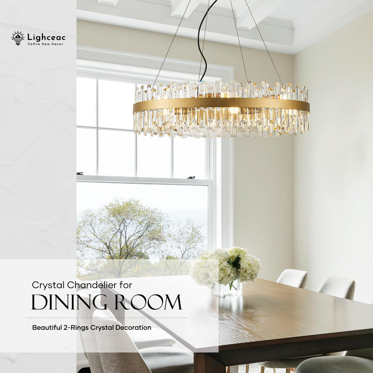 lighceac 31.9" Gold Modern Crystal Chandelier - 16-Light Luxury Pendan ...