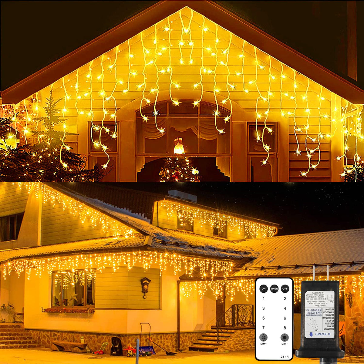 Blingstar 440 LED Icicle Lights Warm White Outdoor String Lights 49