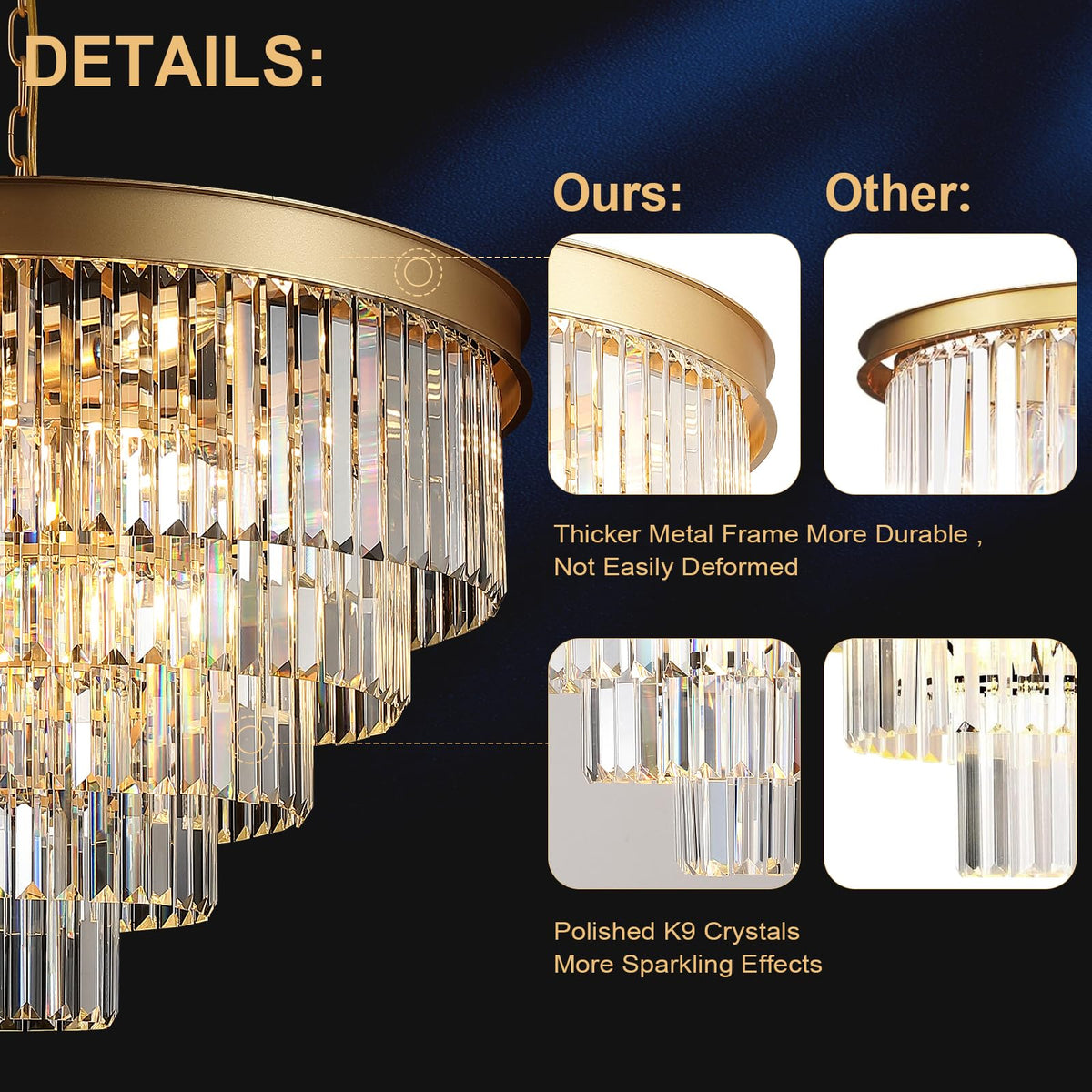 A Axilixi Large Crystal Chandeliers 30 Modern Gold Round Chandeliers F ...