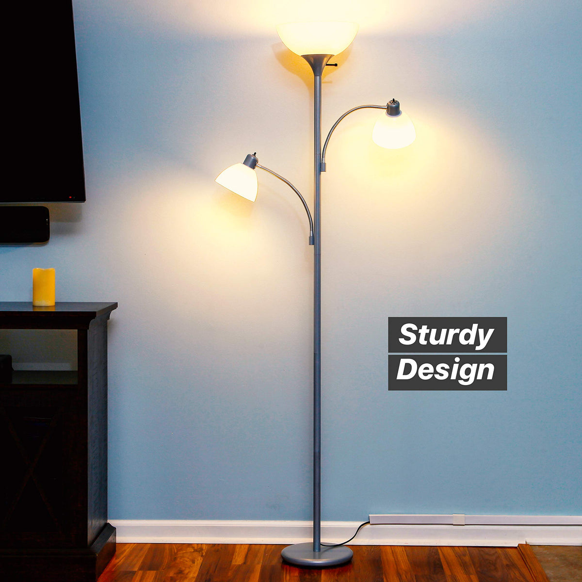 Brightech Sky Dome Double LED Floor lamp, Torchiere Super Bright Floor ...
