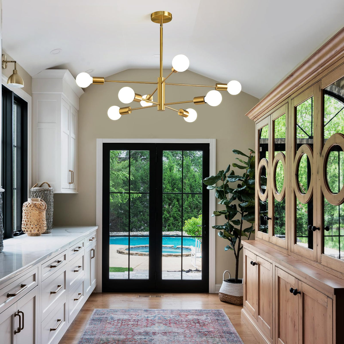 KAISITE Modern Chandelier Sputnik Ceiling Light Fixture 8-Light Gold ...