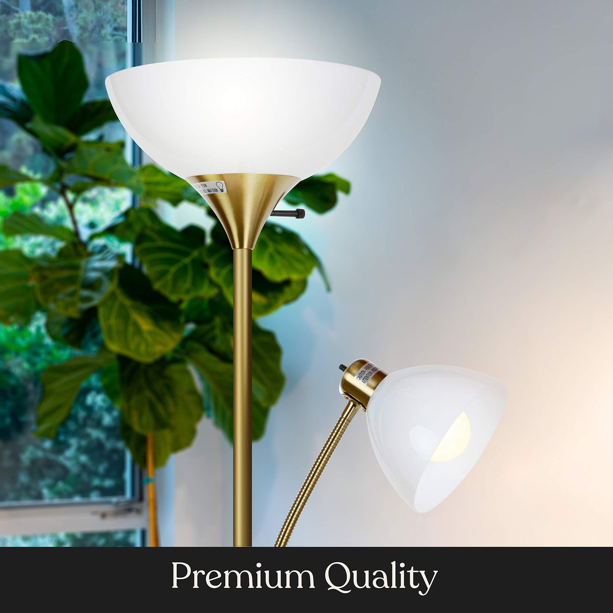 Brightech Sky Dome Plus LED Floor Lamp - Dimmable Torchiere with Readi ...