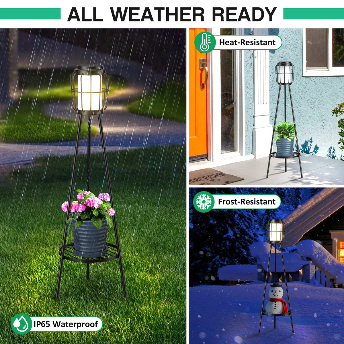 VISFLAIR 2-Pack Solar Floor Lamps – Solar Lights With Plant Stand, Waterproof For Patio & Garden Decor