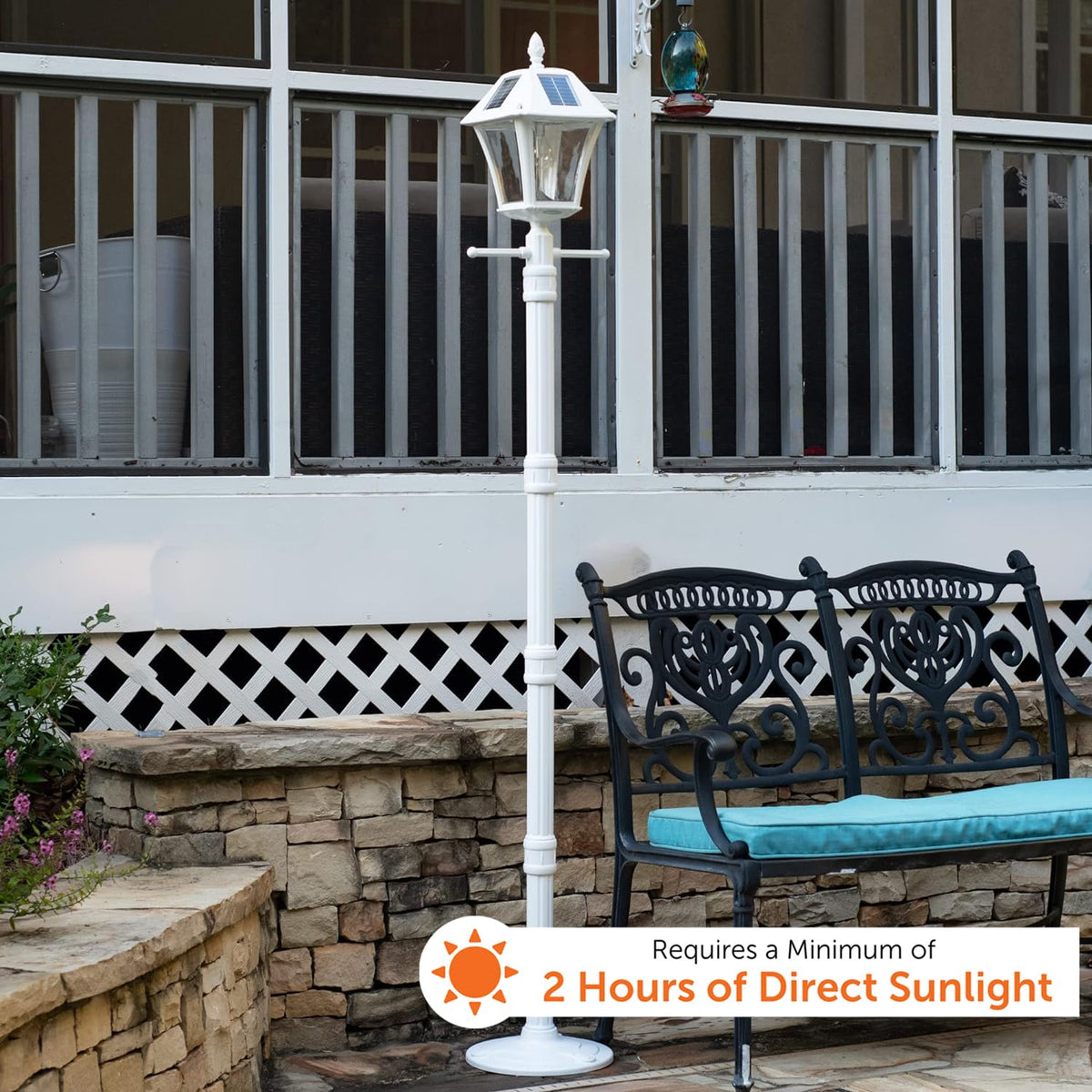 Gama Sonic Baytown II Solar Lamp Post Light Kit, 77" Height, White Res ...
