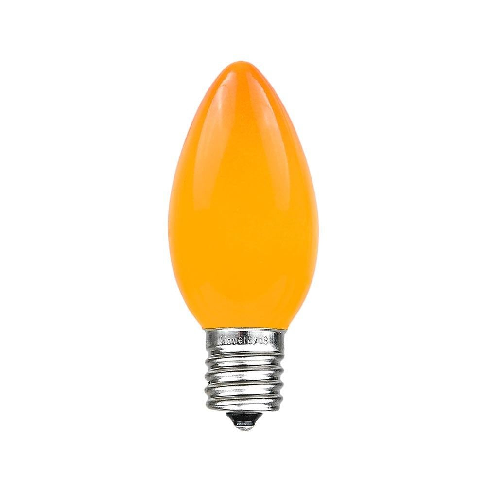 Novelty Lights C9 Ceramic Outdoor Christmas Replacement Bulbs, Orange, 7 Watt, E17/C9 Base, 25 Count