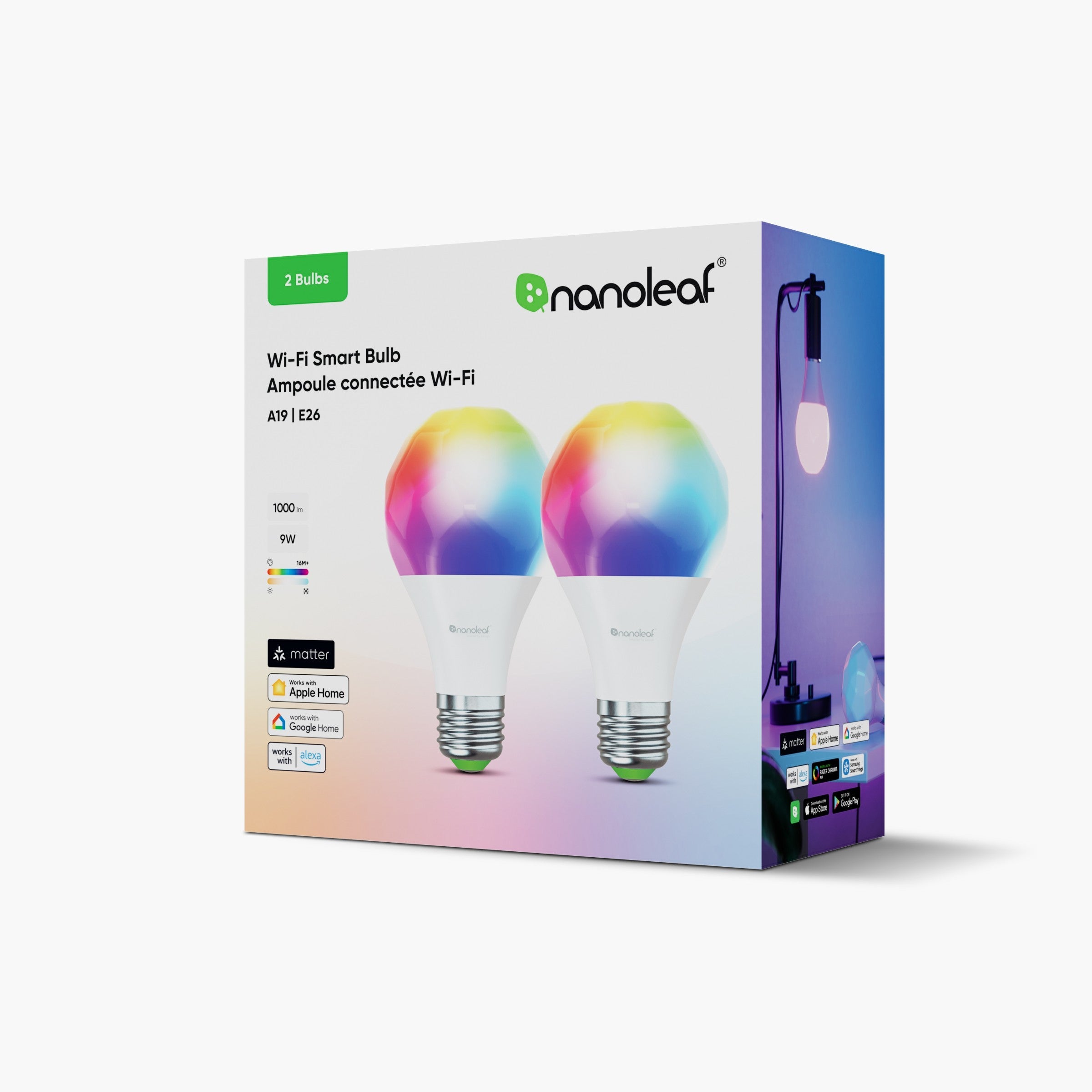 Matter Wi-Fi A19 Smart Bulb (2 Pack)