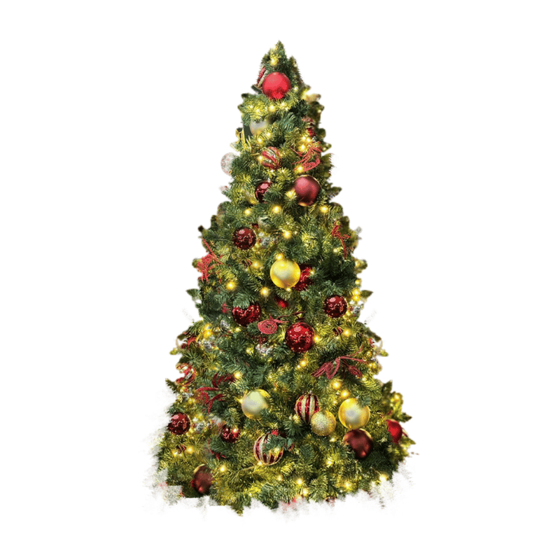 7.5FT Pre-Decorated PVC Christmas Tree Red/Gold/Burgundy