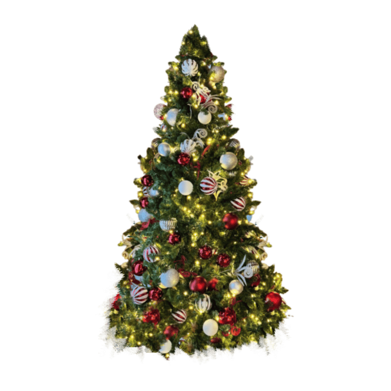 7.5FT Pre-Decorated PVC Christmas Tree Red/White/Silver