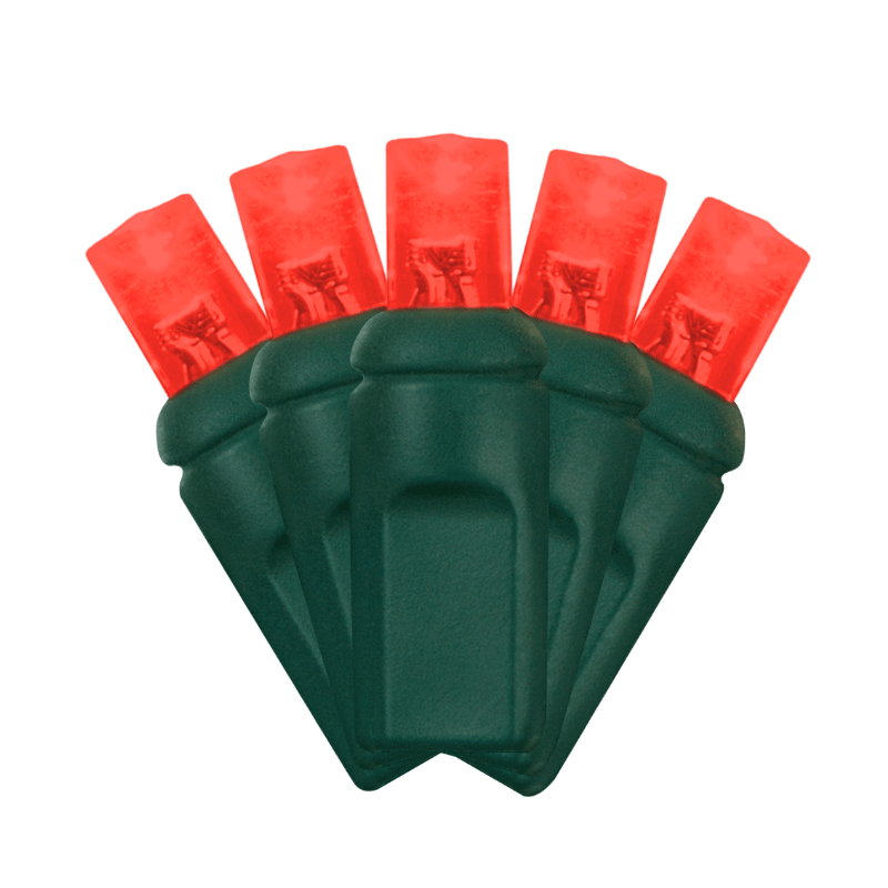 LED Mini Lights 5MM Red Static Green Wire 6" Spacing