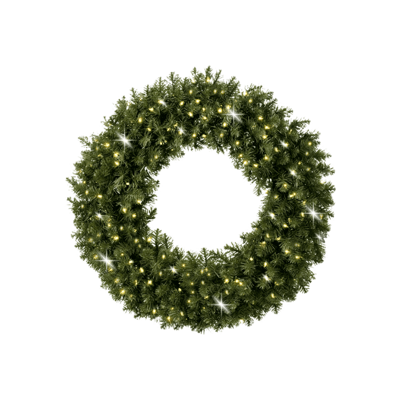 Undecorated Christmas Wreath with Warm White Lights