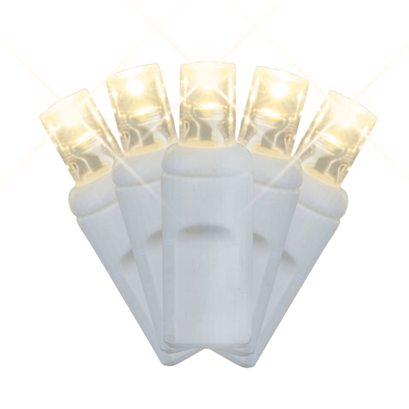 LED Mini Lights 5MM White Wire Warm White Twinkle 4:1 -6" Spacing