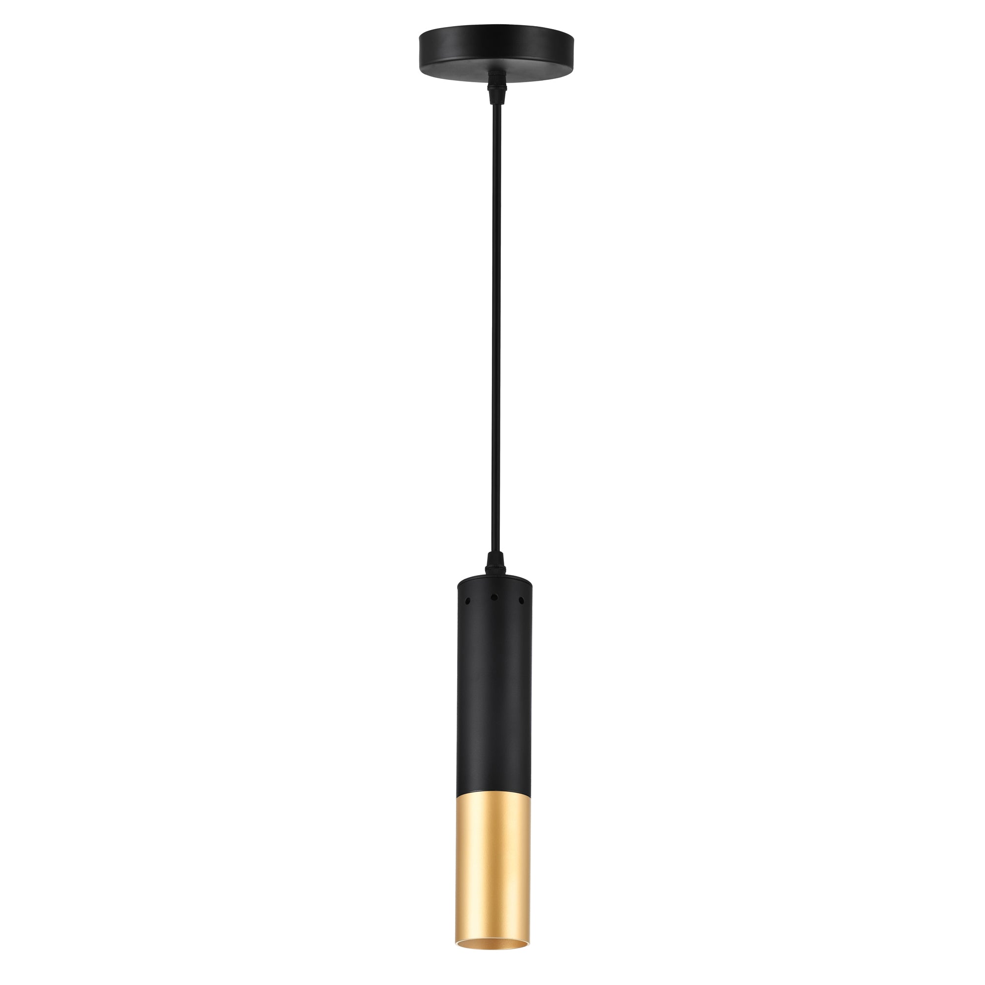 1 Light Down Mini Pendant with Matte Black & Satin Gold finish