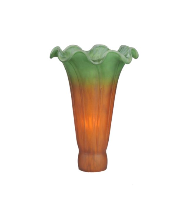 Meyda Tiffany Pond Lily Shade, Amber/Green Glass, Model 10174, 3in W x 5in H