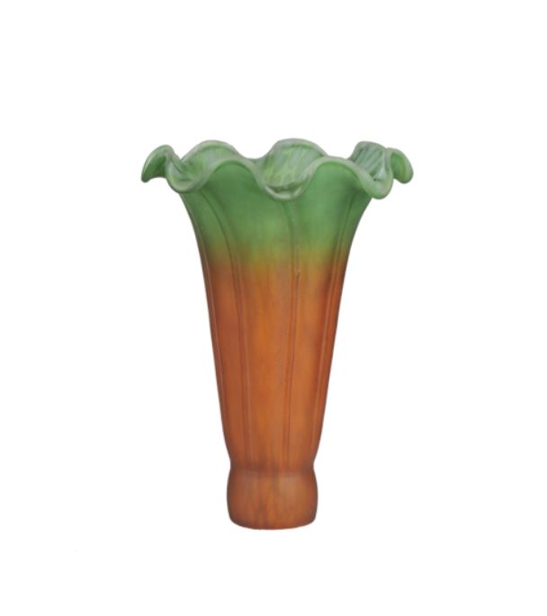 Meyda Tiffany Pond Lily Shade - Amber/Green Glass, 3" W x 5" H, Model 10174