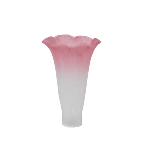 Meyda Tiffany Pond Lily Shade, 3in W x 5in H, Plum Pink and White, Metal, Model 10187, Bronze/Dark Finish