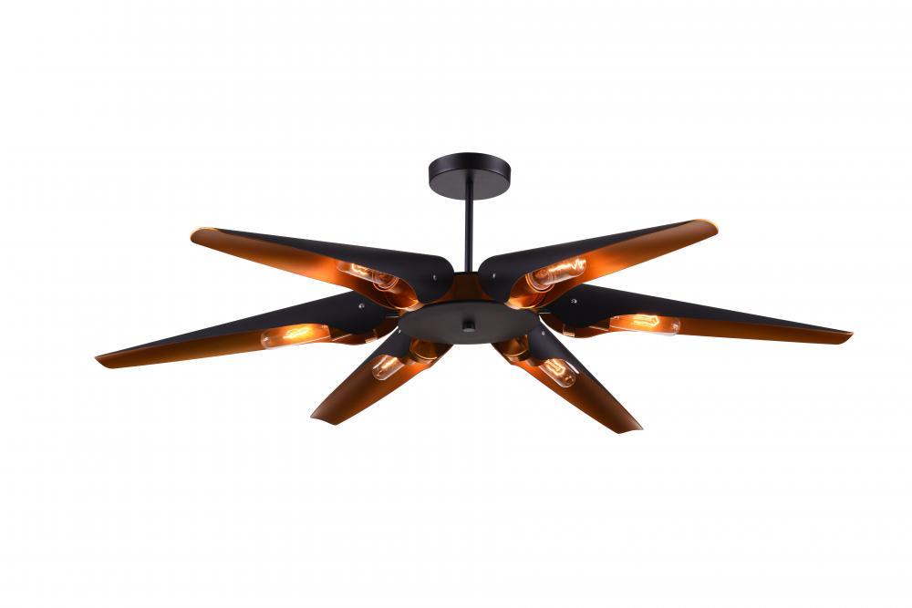 6 Light  Chandelier with Matte Black finish