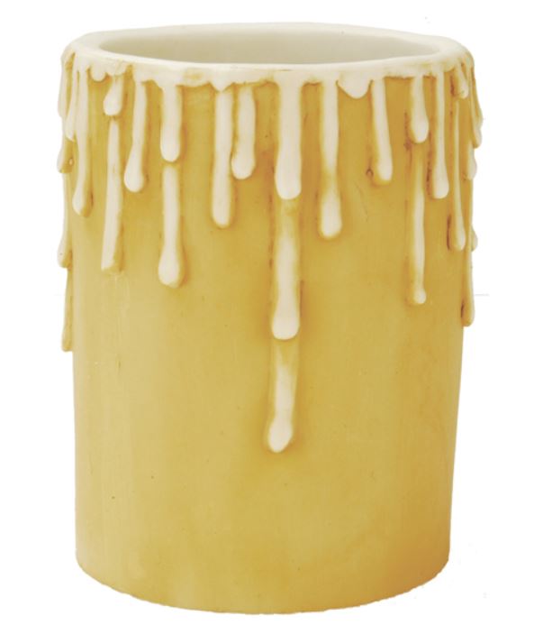4 inchW X 5.5 inchH Poly Resin Ivory Flat Top Candle Cover