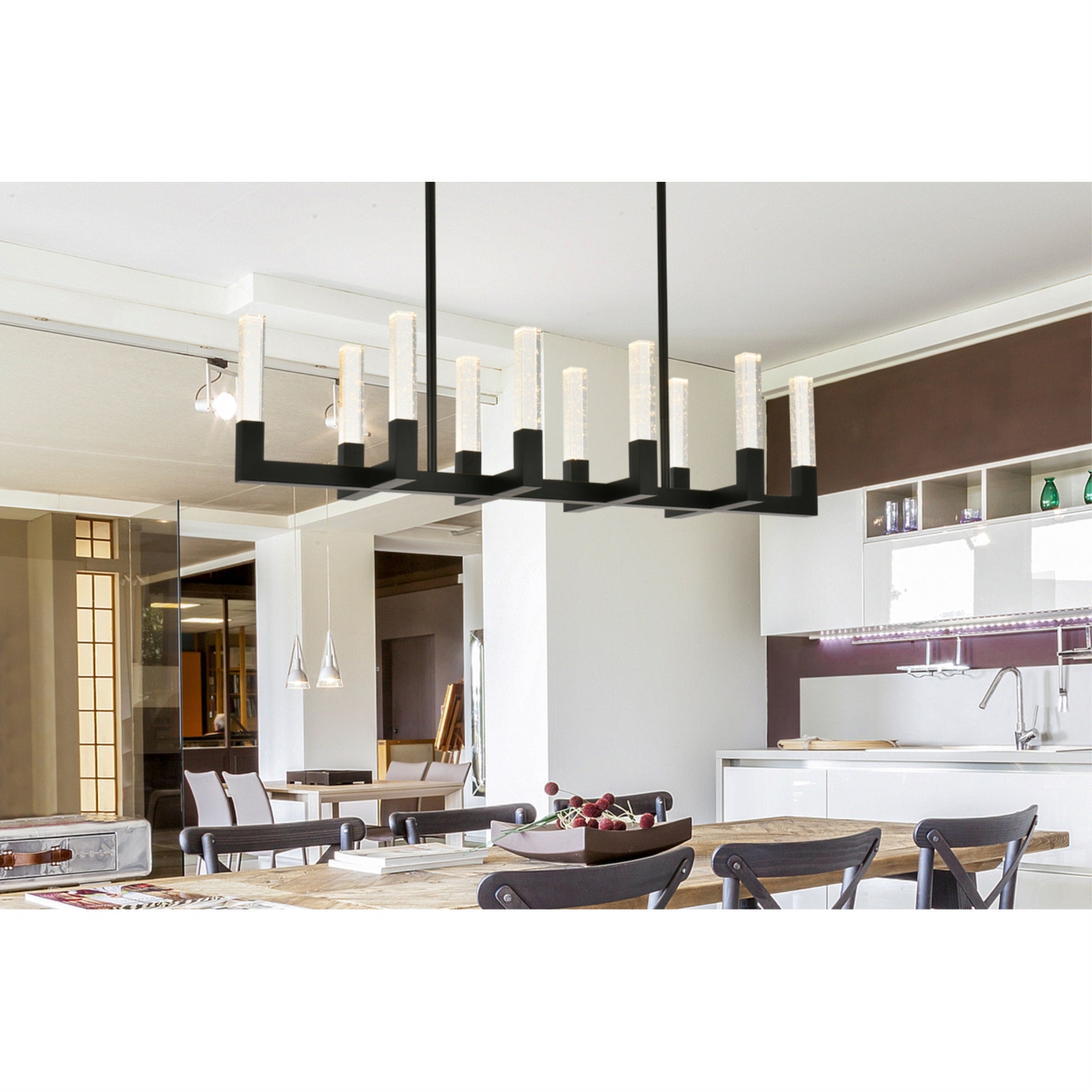 Elegant Lighting Noemi Adjustable LED Pendant Light, 48 inch, Black, Model 1030G48BK