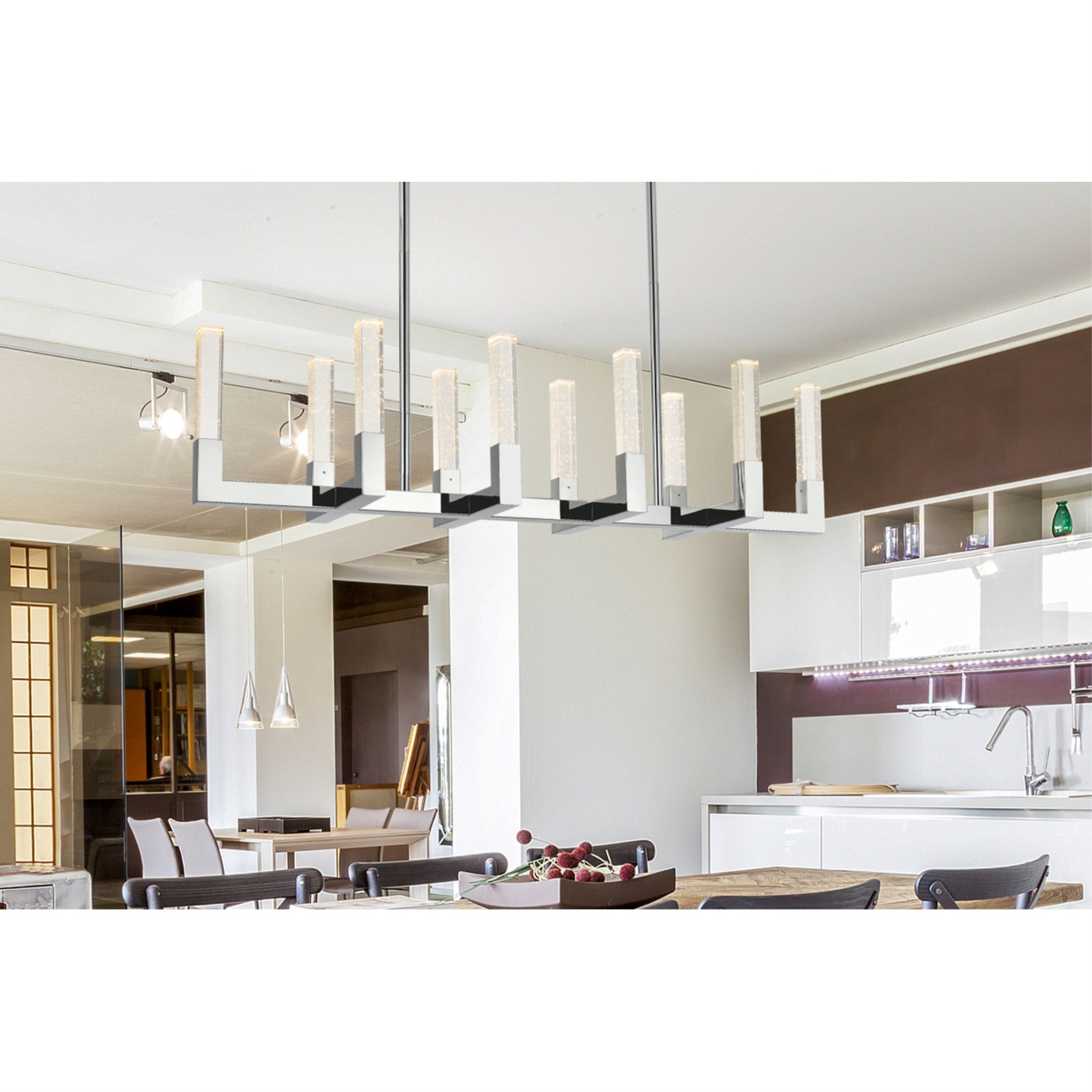 Elegant Lighting Noemi 48in Adjustable LED Pendant Light, Chrome, Model 1030G48C