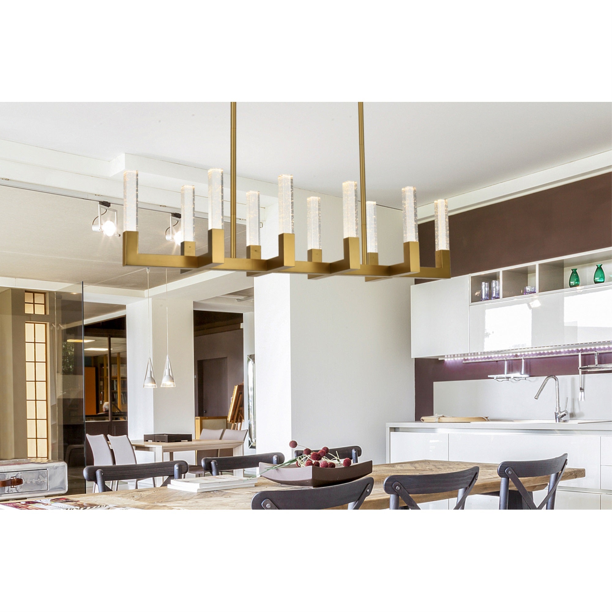 Elegant Lighting Noemi Adjustable LED Pendant, 48 inch, Satin Gold, Model 1030G48SG