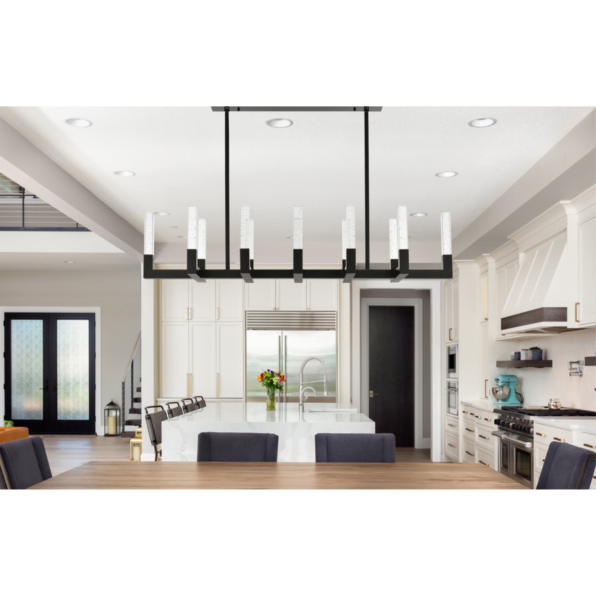 Elegant Lighting Noemi LED Pendant Light, 54 inch, Adjustable, Black Finish