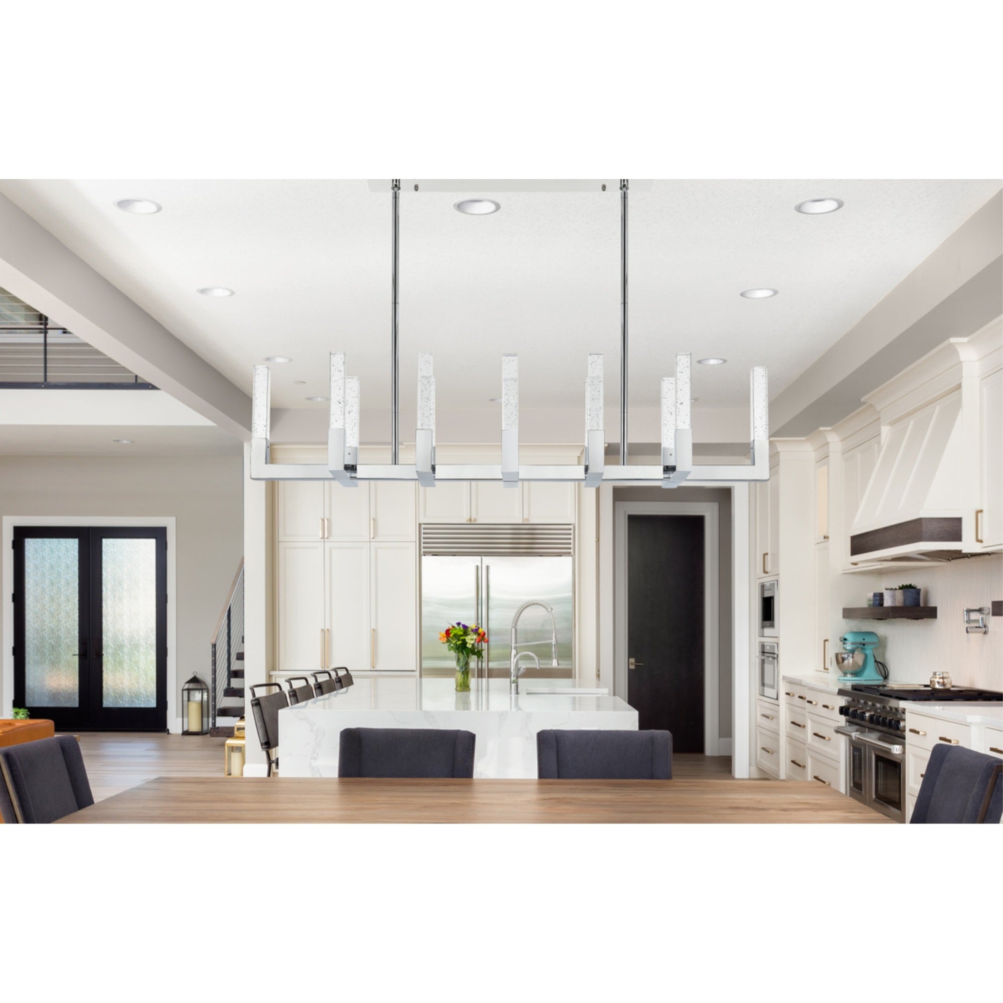 Elegant Lighting Noemi LED Pendant Light, 54 Inch, Adjustable, Chrome, Model 1030G54C