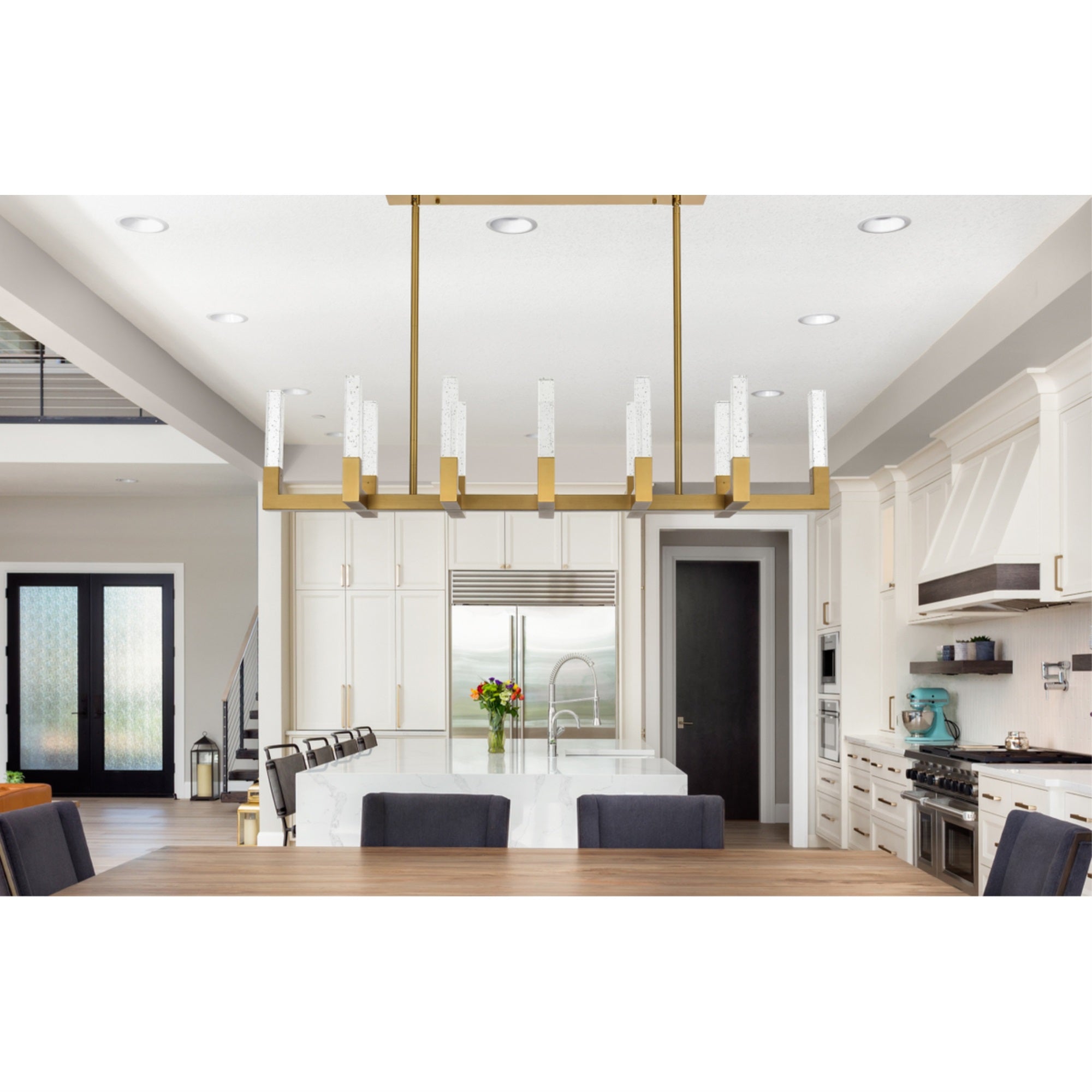 Elegant Lighting Noemi LED Pendant Light, 54 Inch, Adjustable, Satin Gold Finish