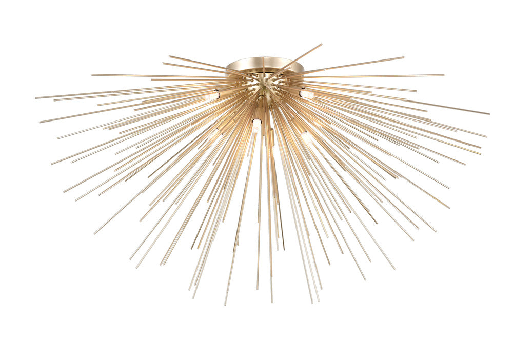 8 Light Flush Mount with Gold Leaf Finish