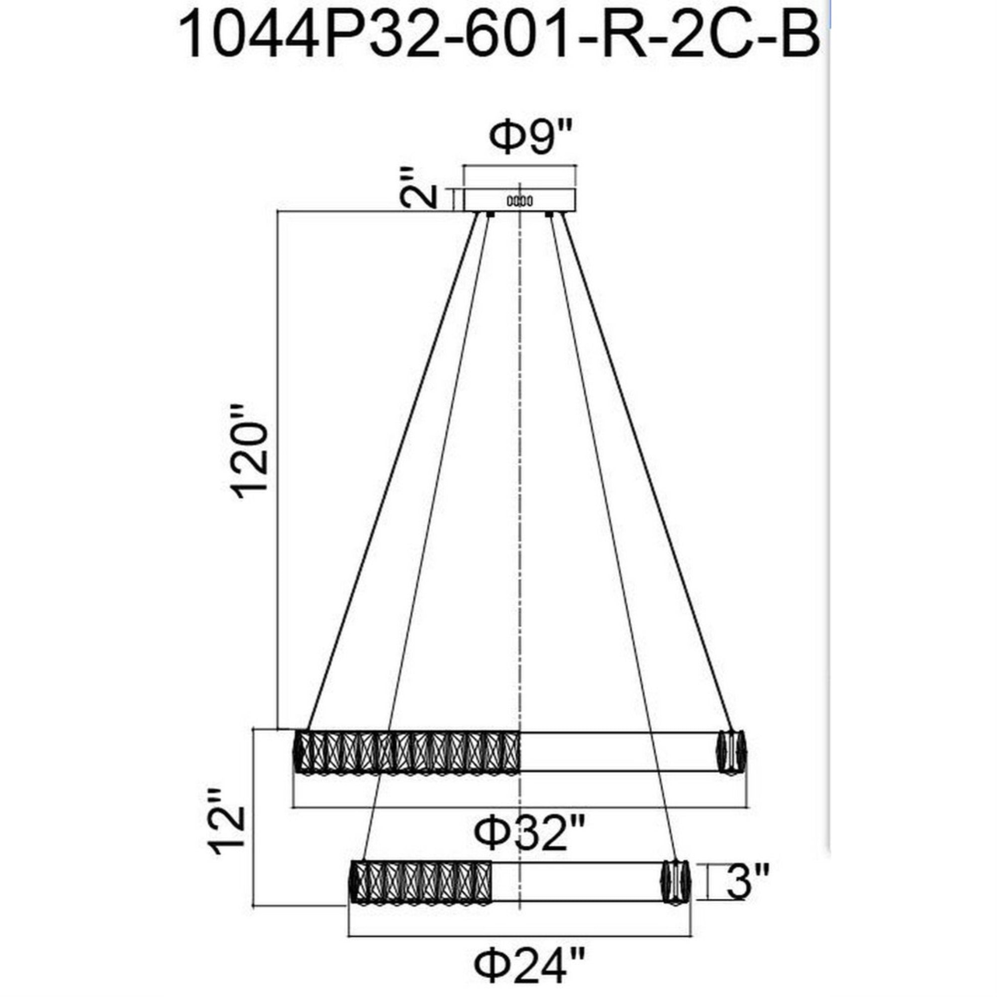 CWI Lighting Madeline Integrated LED Chandelier 32in Chrome Metal Model 1044P32-601-R-2C-B