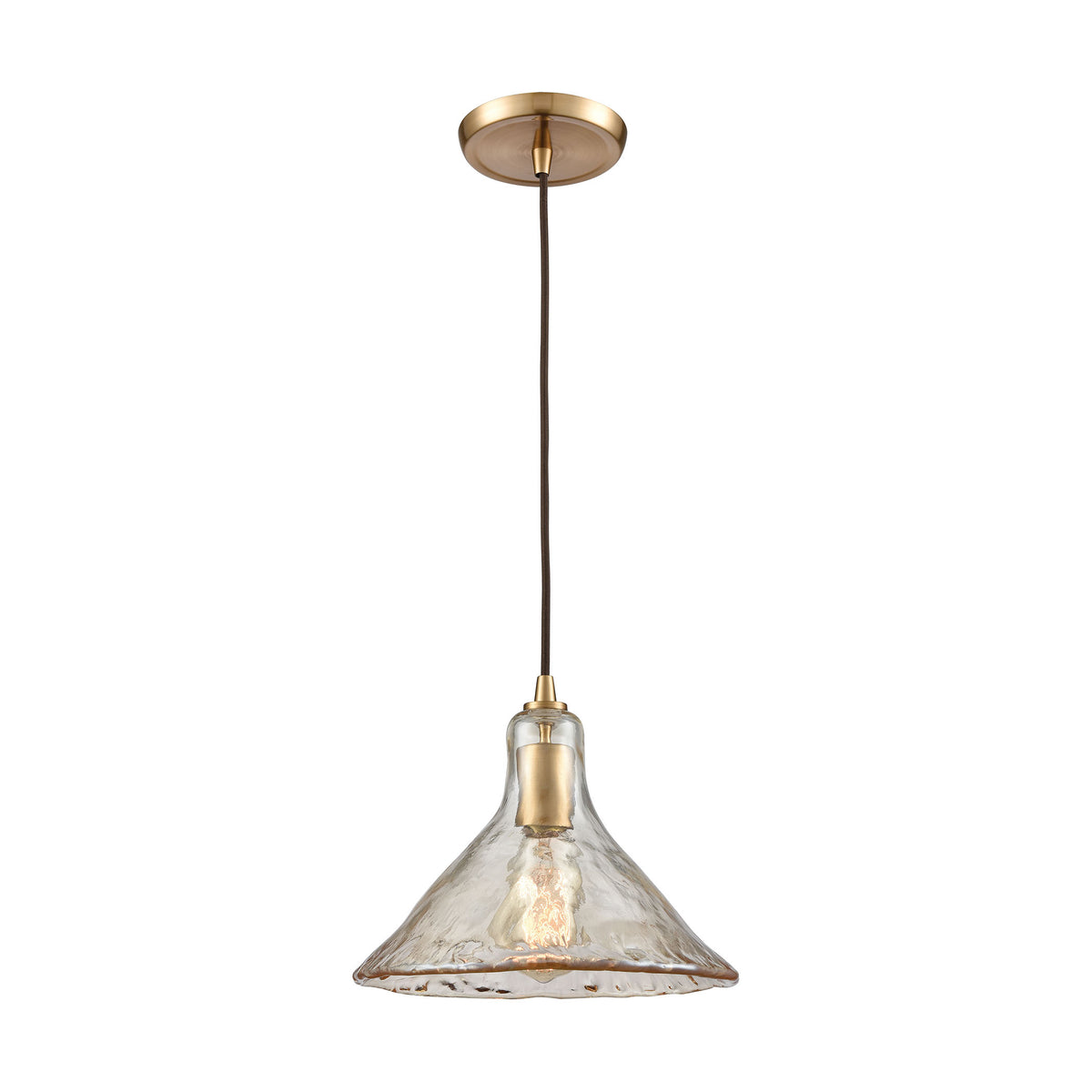 Hand-Formed Glass 1 Pendant Satin Brass