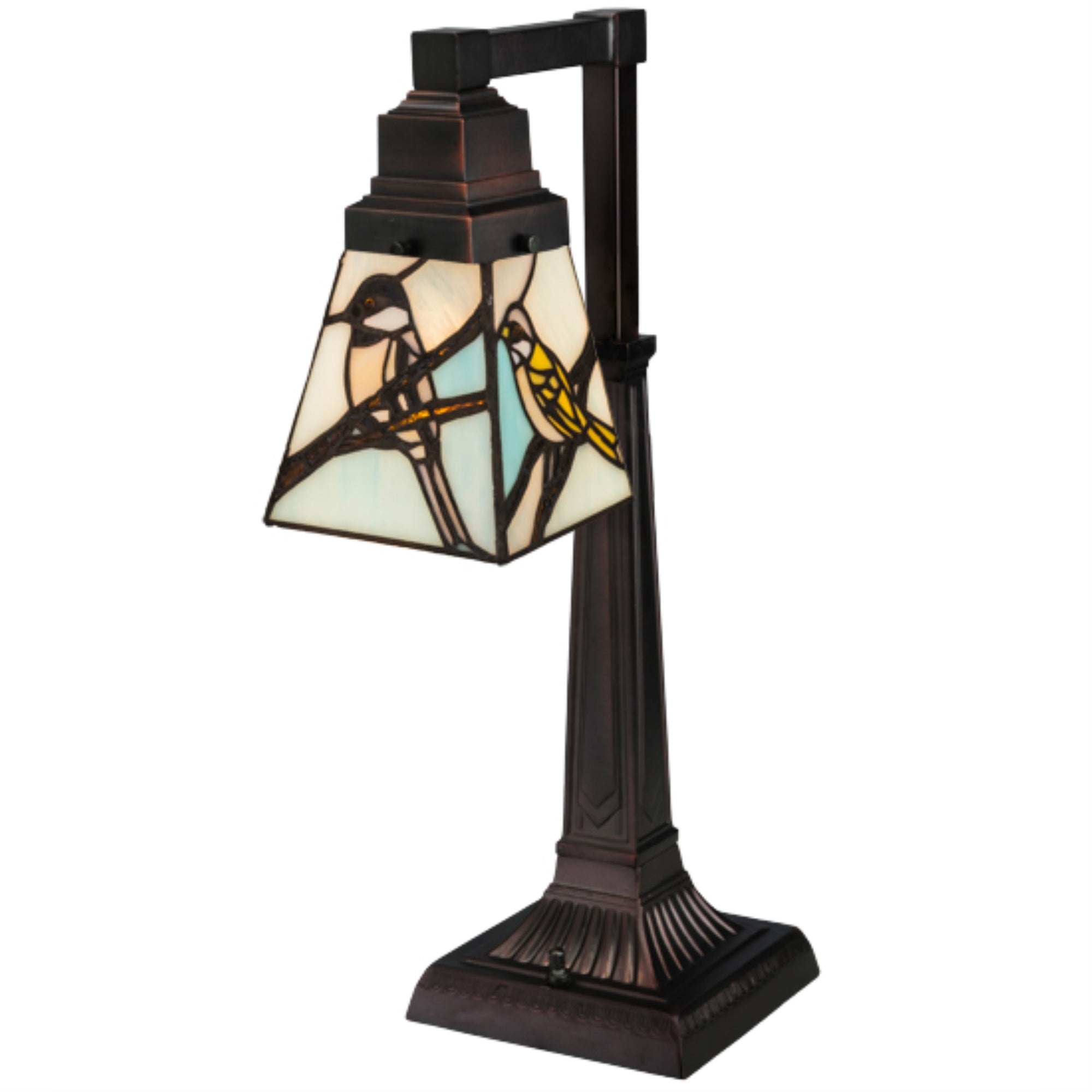 Meyda Tiffany Desk Lamp - 19.5in Height, Glass, Seafoam Beige, Backyard Friends Design