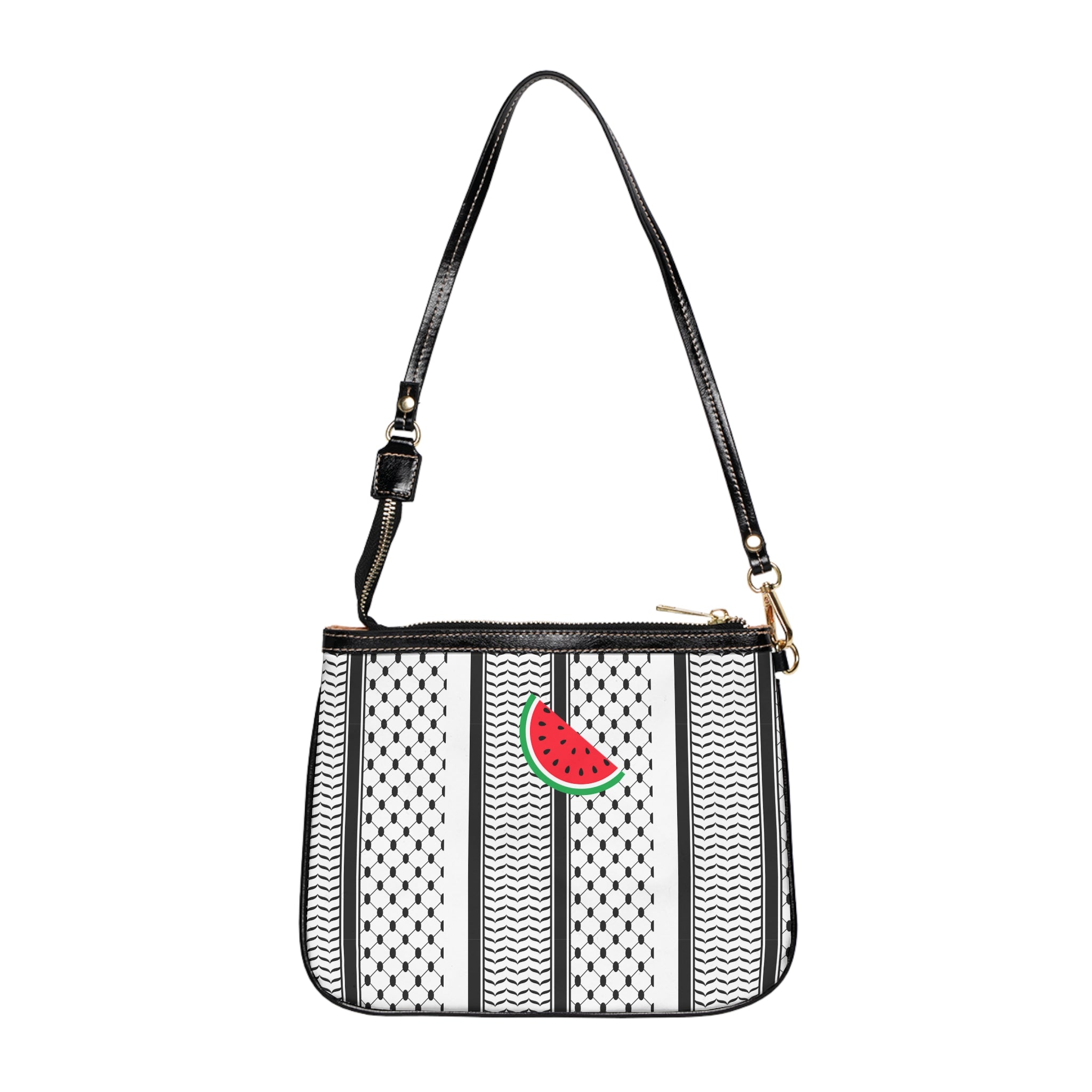 Black and White Kufi Shoulder Bag — Small Leather Crossbody Purse