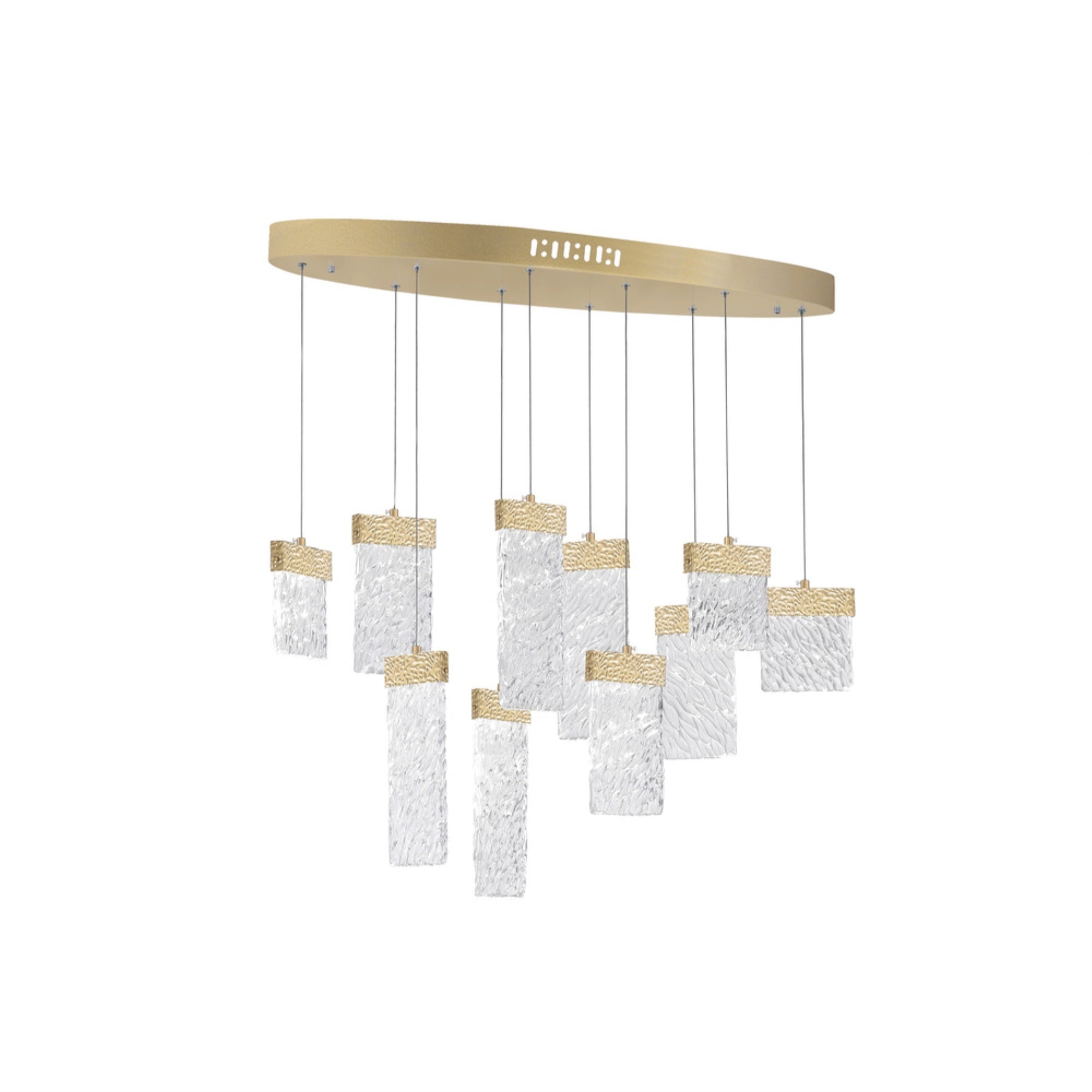 LED Chandelier with Gold Leaf Finish