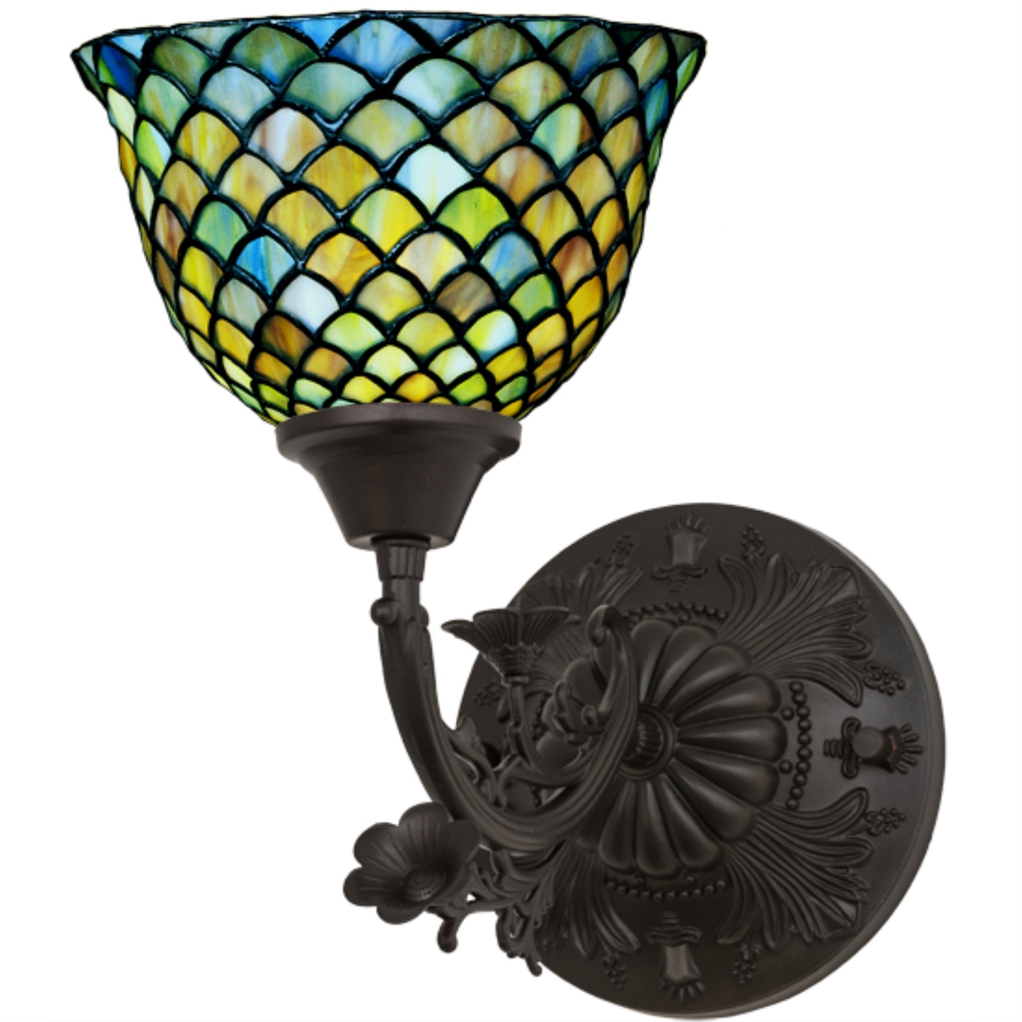 8 inchW Tiffany Fishscale Wall Sconce