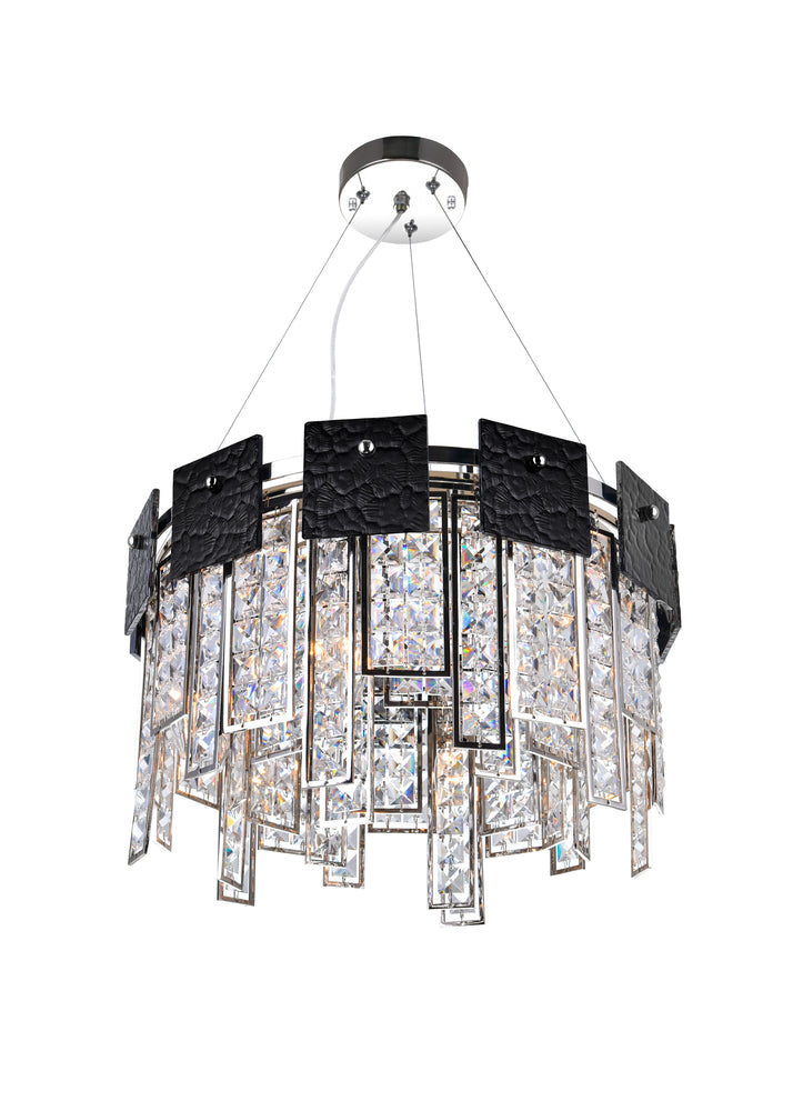 6 Light Down Chandelier with Polished Nickel Finish