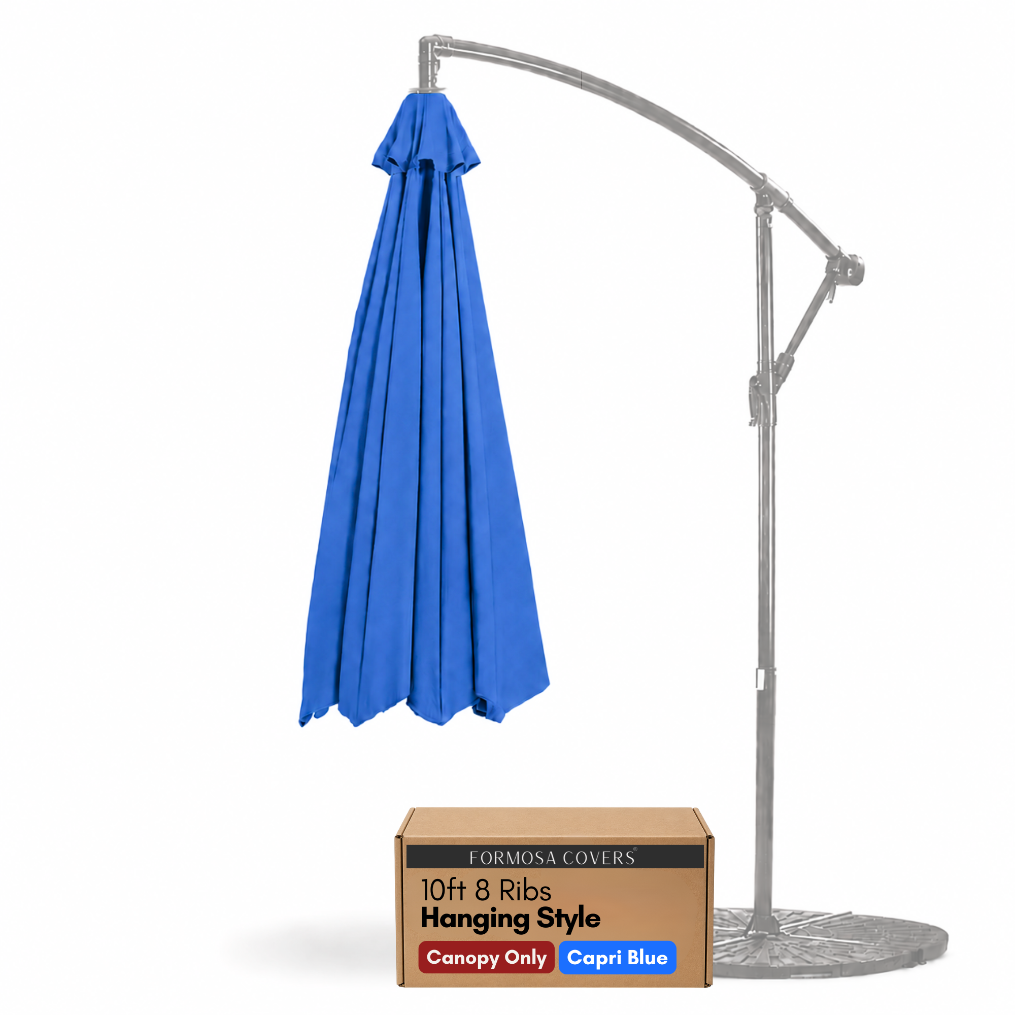 10ft Cantilever Hanging Umbrella 8 Rib Replacement Canopy Capri Blue Olefin
