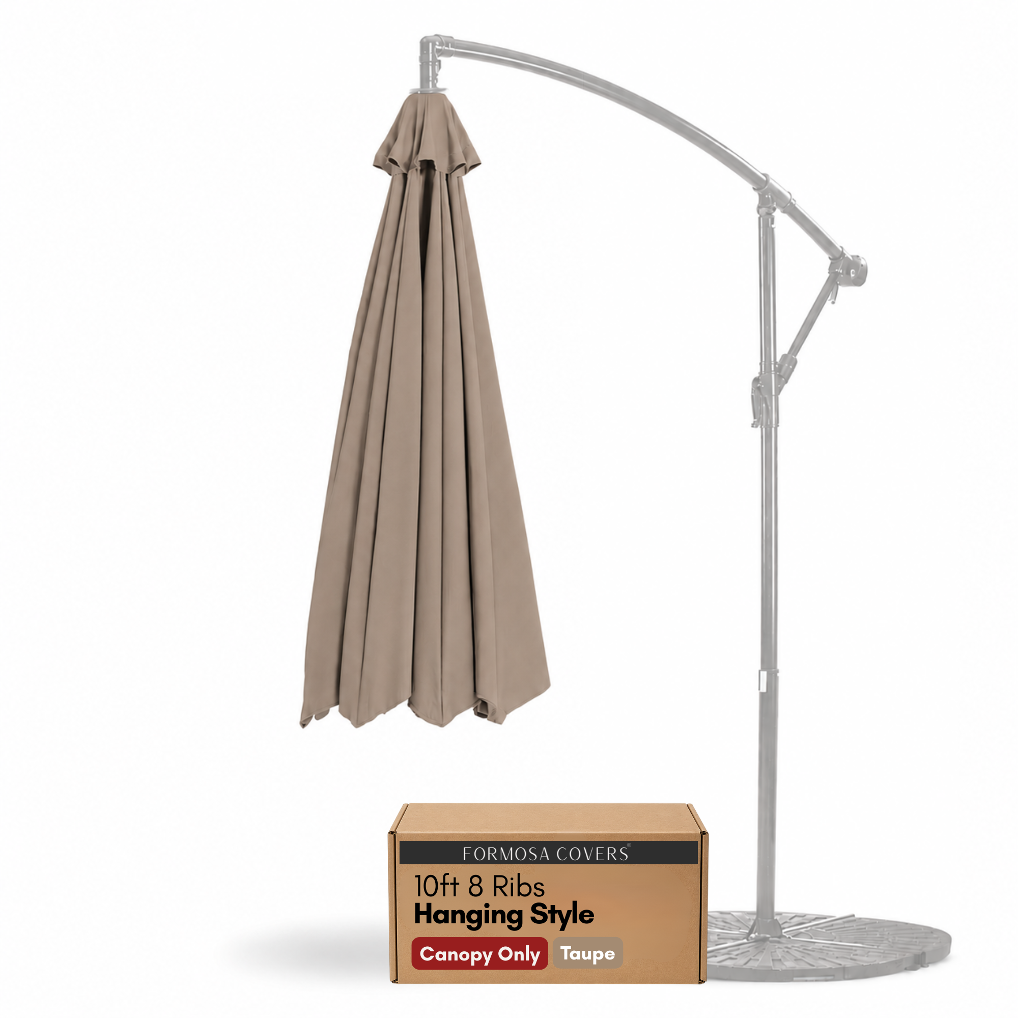 10ft Cantilever Hanging Umbrella 8 Rib Replacement Canopy Taupe