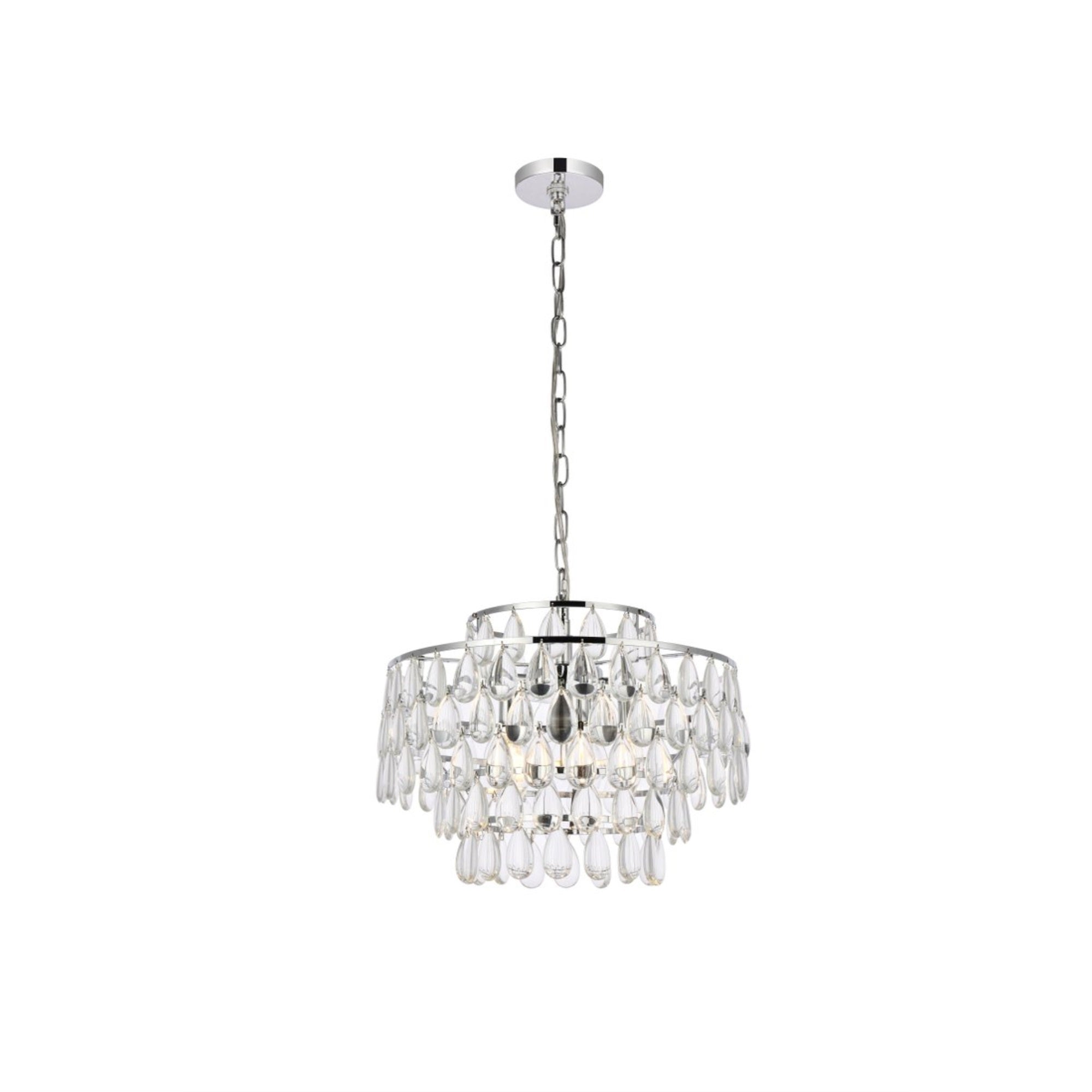 Elegant Lighting Mila 18in Chrome Pendant Light, Metal, Modern Design, Indoor Decorative Fixture