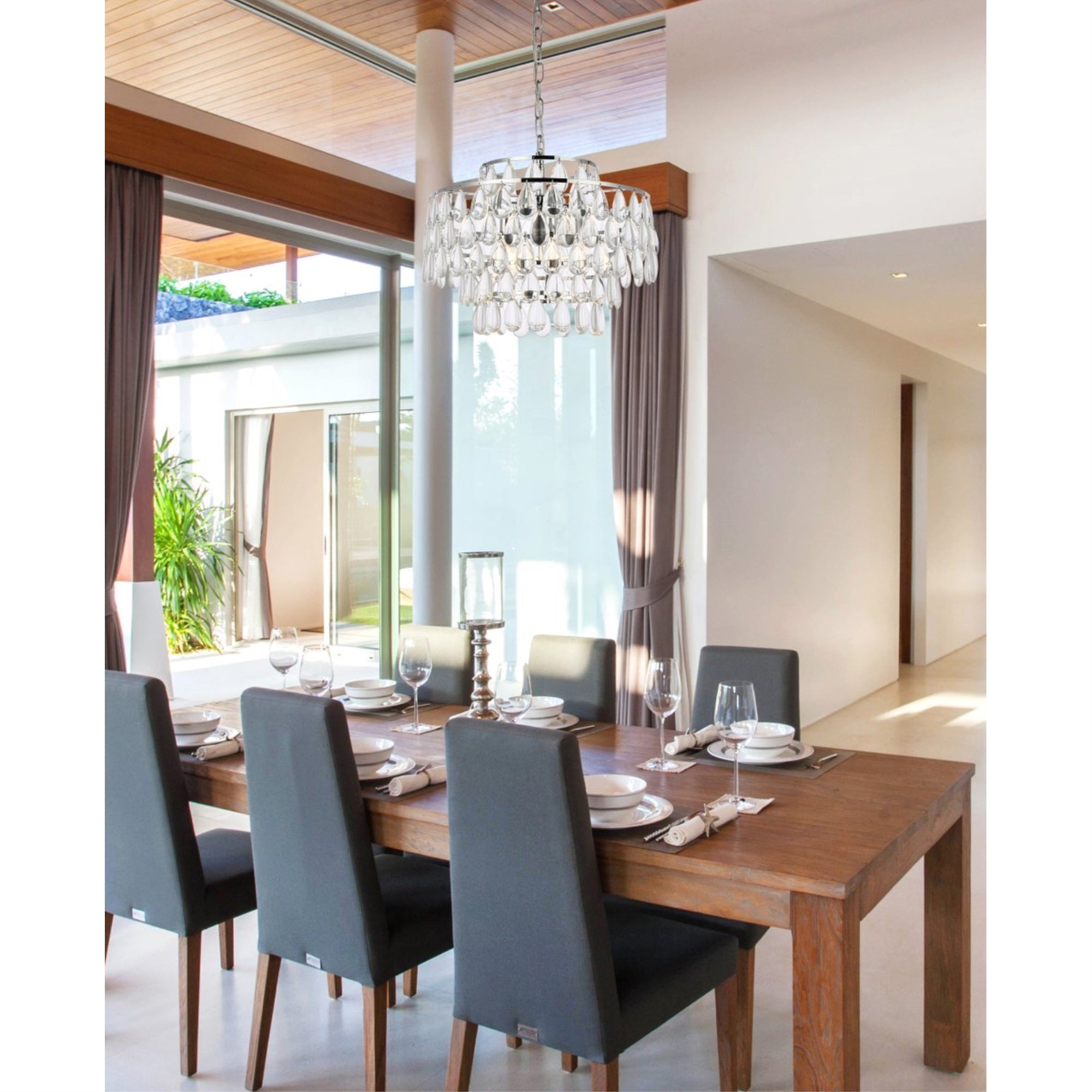 Elegant Lighting Mila 18in Chrome Pendant Light, Metal, Modern Design, Indoor Decorative Fixture